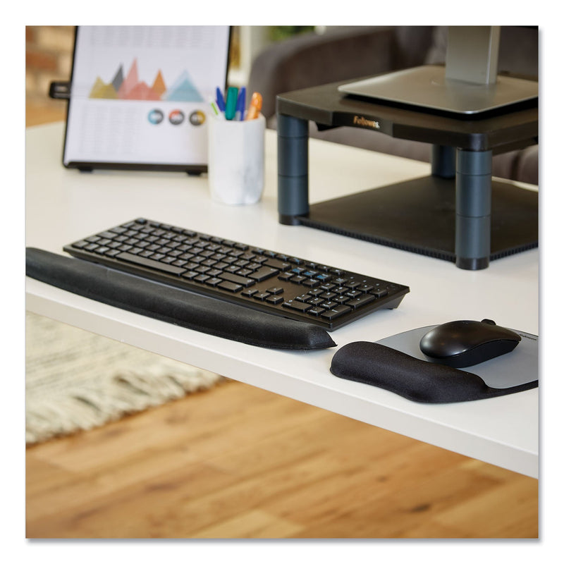 Fellowes Memory Foam Keyboard Wrist Rest, 19.31 x 2.31, Black