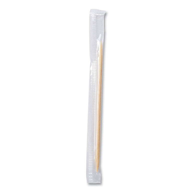 AmerCareRoyal Cello-Wrapped Round Wood Toothpicks, 2.5", Natural, 1,000/Box, 15 Boxes/Carton