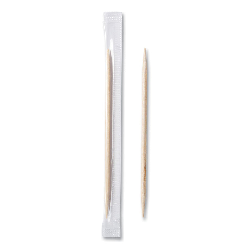 AmerCareRoyal Cello-Wrapped Round Wood Toothpicks, 2.5", Natural, 1,000/Box, 15 Boxes/Carton