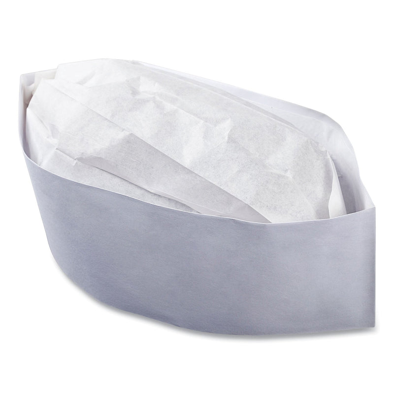AmerCareRoyal Classy Cap, Crepe Paper, Adjustable, One Size Fits All, White, 100 Caps/Pack, 10 Packs/Carton
