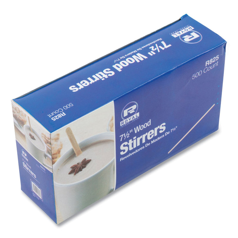 AmerCareRoyal Wood Coffee Stirrers, 7.5" Long, 500/Box, 10 Boxes/Carton