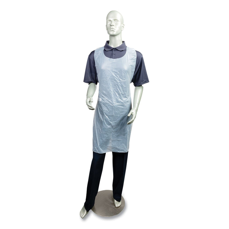 AmerCareRoyal Poly Apron, 28 x 46,  One Size Fits All, White, 100/Pack, 10 Packs/Carton