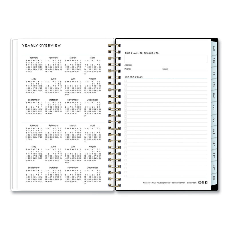 Blue Sky Baccara Dark Create-Your-Own Cover Weekly/Monthly Planner, Floral, 8 x 5, Gray/Black/Gold Cover, 12-Month (Jan-Dec): 2023