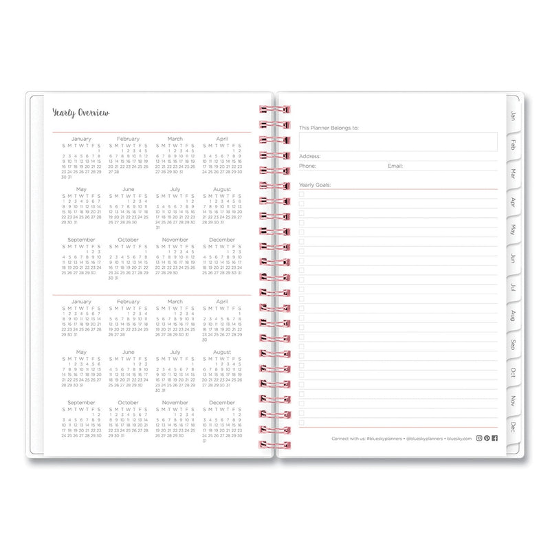 Blue Sky Joselyn Weekly/Monthly Planner, Joselyn Floral Artwork, 8 x 5, Pink/Peach/Black Cover, 12-Month (Jan to Dec): 2023