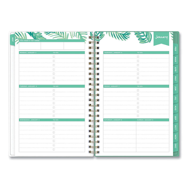 Blue Sky Day Designer Palms Weekly/Monthly Planner, Palms Artwork, 8 x 5, Green/White Cover, 12-Month (Jan to Dec): 2023