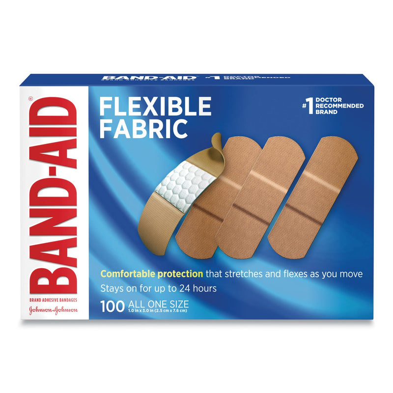 BAND-AID Flexible Fabric Adhesive Bandages, 1 x 3, 100/Box