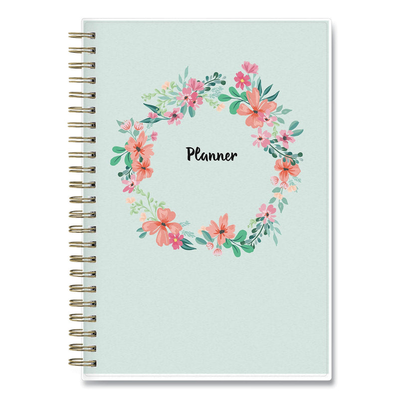 Blue Sky Laurel Weekly/Monthly Planner, Laurel Floral Artwork, 8 x 5, Green/Pink/Orange Cover, 12-Month (Jan to Dec): 2023