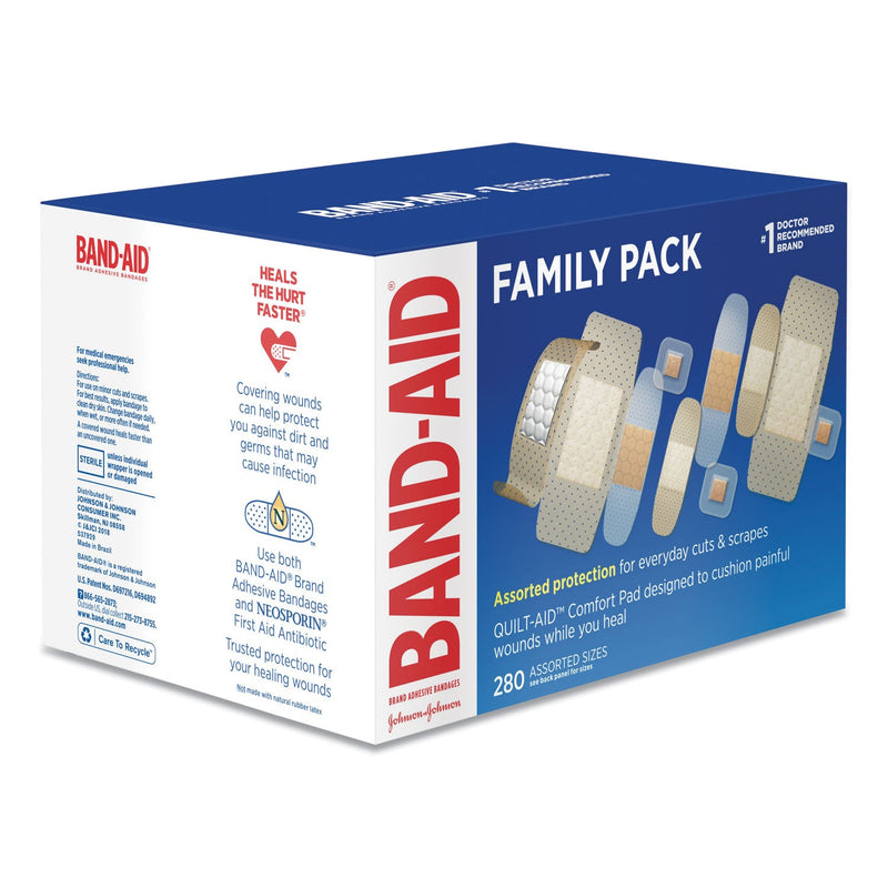 BAND-AID Sheer/Wet Adhesive Bandages, Assorted Sizes, 280/Box