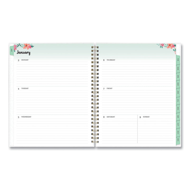 Blue Sky Laurel Weekly/Monthly Planner, Laurel Floral Artwork, 9 x 7, Green/Pink/Orange Cover, 12-Month (Jan to Dec): 2023