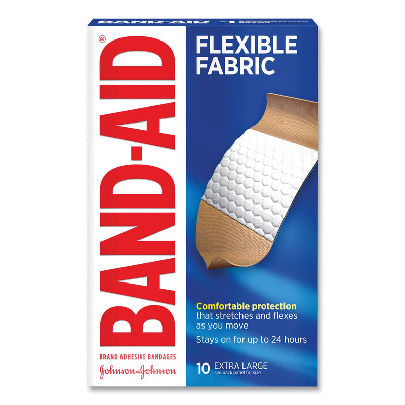 BAND-AID Flexible Fabric Extra Large Adhesive Bandages, 1.75 x 4, 10/Box