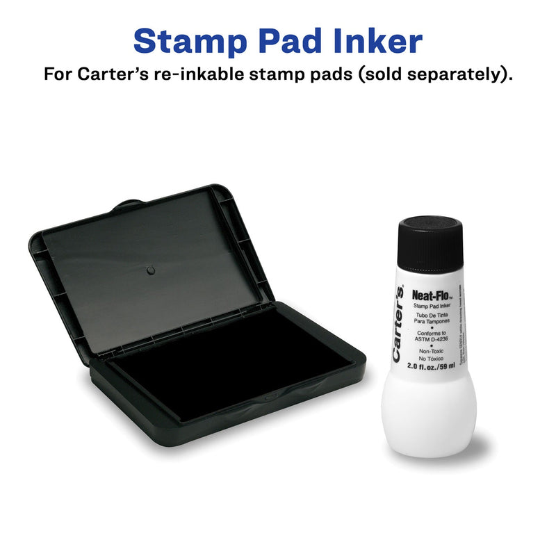 Carter's Neat-Flo Stamp Pad Inker, 2 oz Bottle, Black