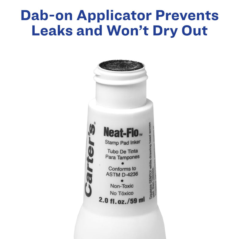 Carter's Neat-Flo Stamp Pad Inker, 2 oz Bottle, Black