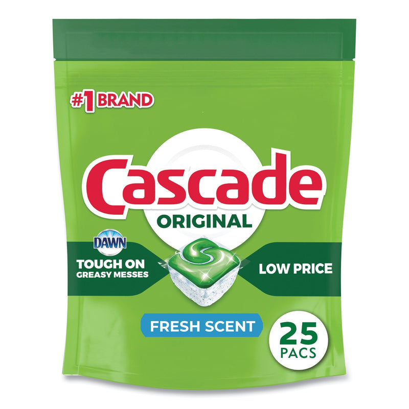 Cascade ActionPacs, Fresh Scent, 13.5 oz Bag, 25/Pack, 5 Packs/Carton