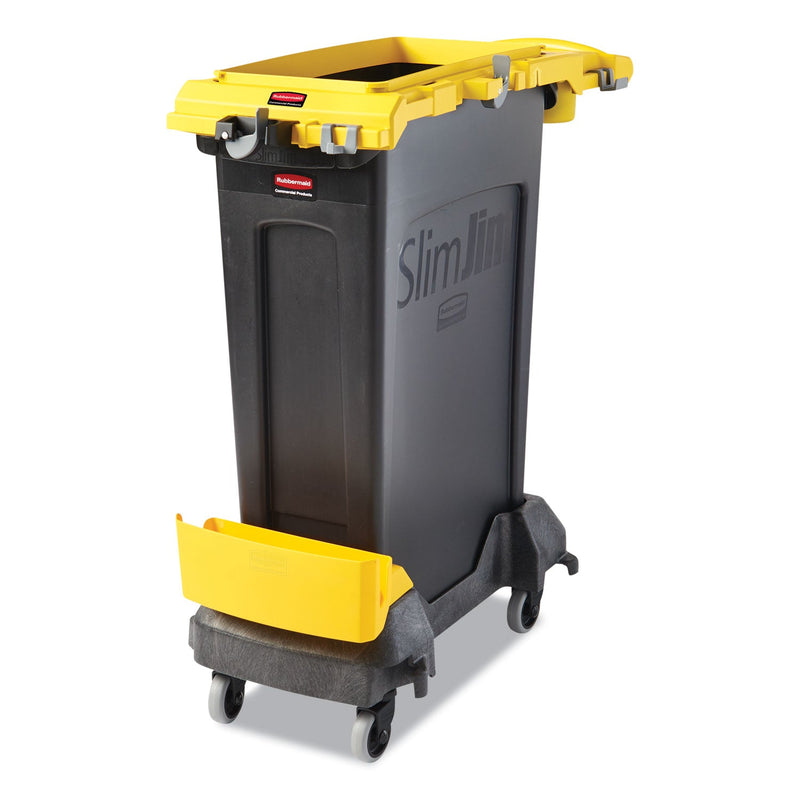 Rubbermaid Slim Jim Single-Stream Cleaning Cart Kit, Plastic, 1 Bin, 14.10" x 34.3" x 35.8", Black/Yellow