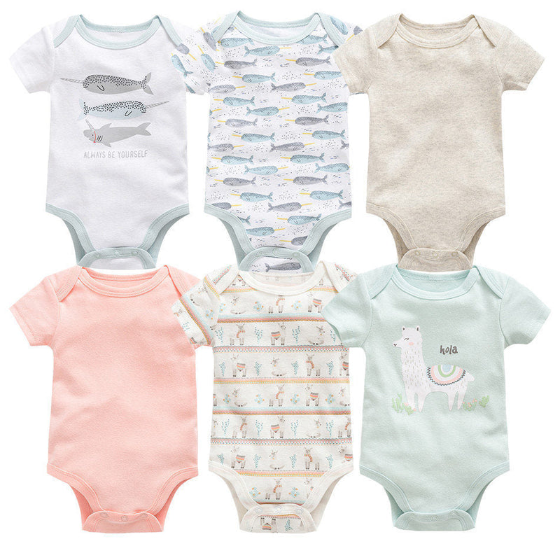 6-piece baby jumpsuit new short-sleeved baby clothes