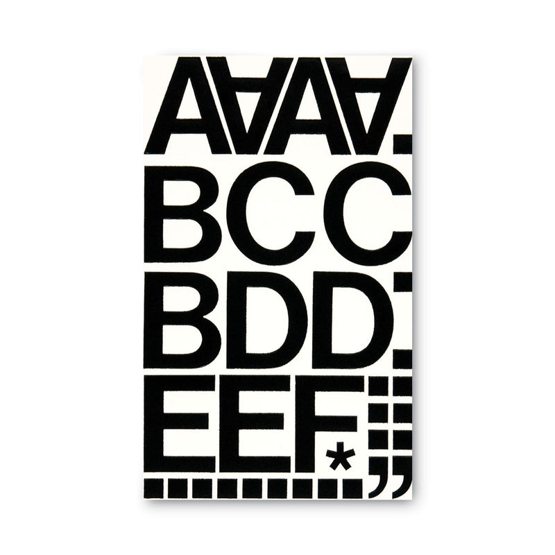 Chartpak Press-On Vinyl Letters and Numbers, Self Adhesive, Black, 2"h, 77/Pack