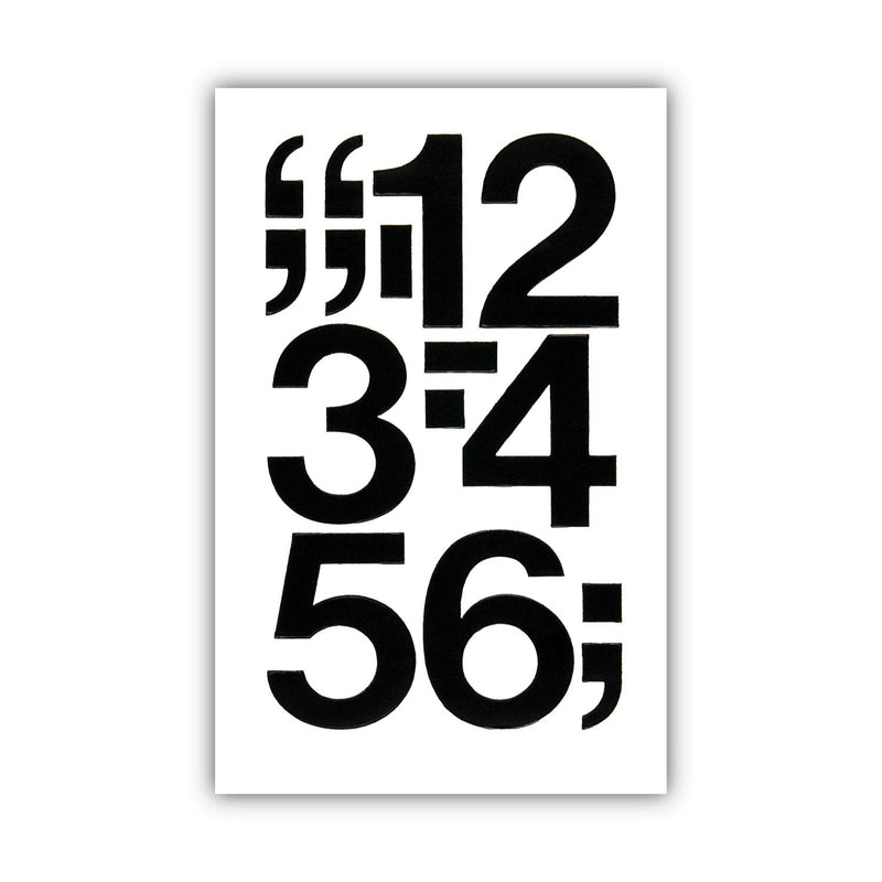 Chartpak Press-On Vinyl Numbers, Self Adhesive, Black, 3"h, 10/Pack