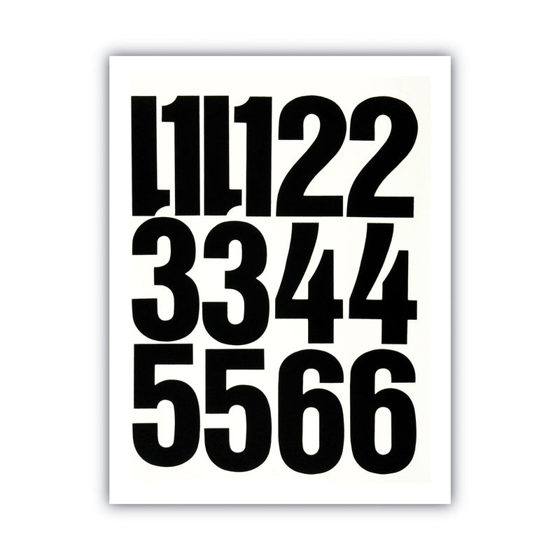 Chartpak Press-On Vinyl Numbers, Self Adhesive, Black, 4"h, 23/Pack