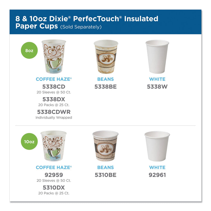 Dixie PerfecTouch Paper Hot Cups, 16 oz, Coffee Haze Design, 25 Sleeve, 20 Sleeves/Carton