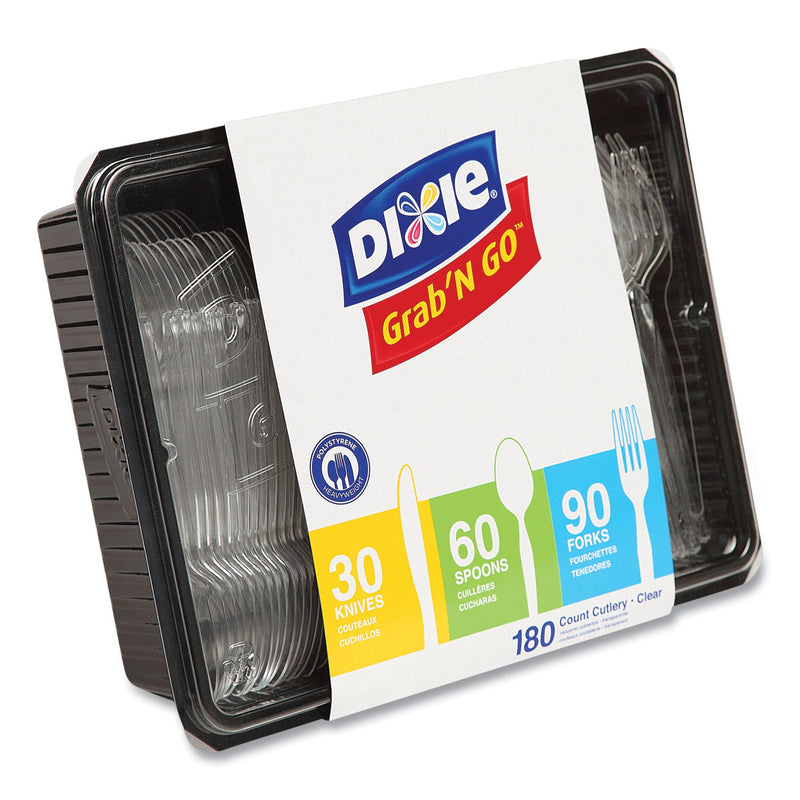 Dixie Heavyweight Polystyrene Cutlery, Clear, Knives/Spoons/Forks, 180/Pack, 10 Packs/Carton