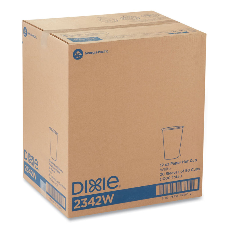 Dixie Paper Hot Cups, 12 oz, White, 50/Sleeve, 20 Sleeves/Carton