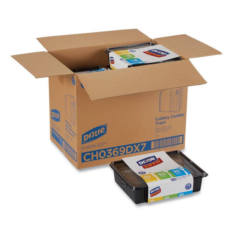 Dixie Heavyweight Polystyrene Cutlery, Clear, Knives/Spoons/Forks, 180/Pack, 10 Packs/Carton