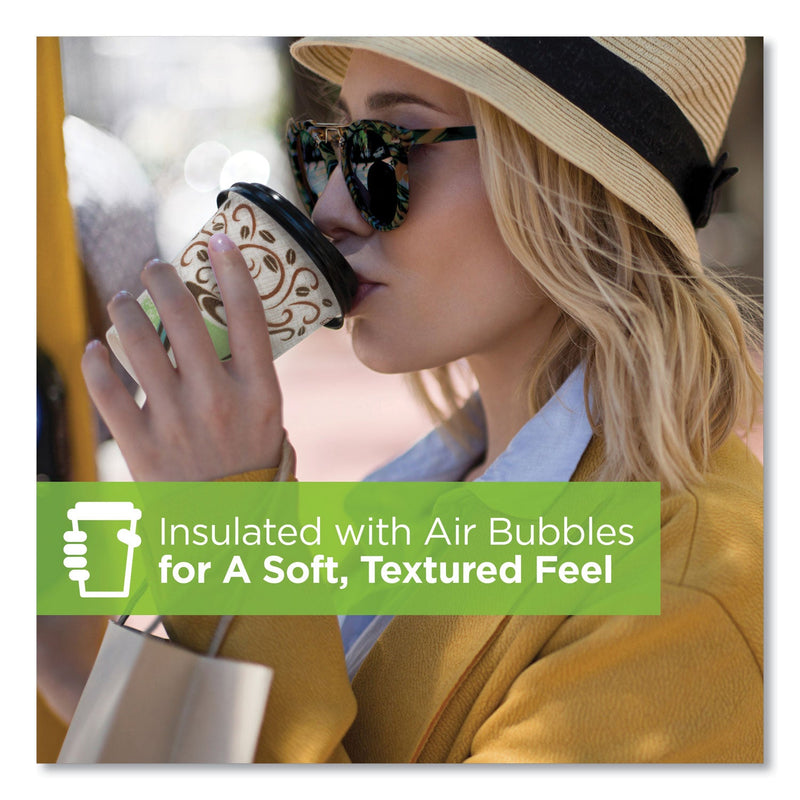 Dixie PerfecTouch Paper Hot Cups, 8 oz, Coffee Haze Design, 25/Sleeve, 20 Sleeves/Carton