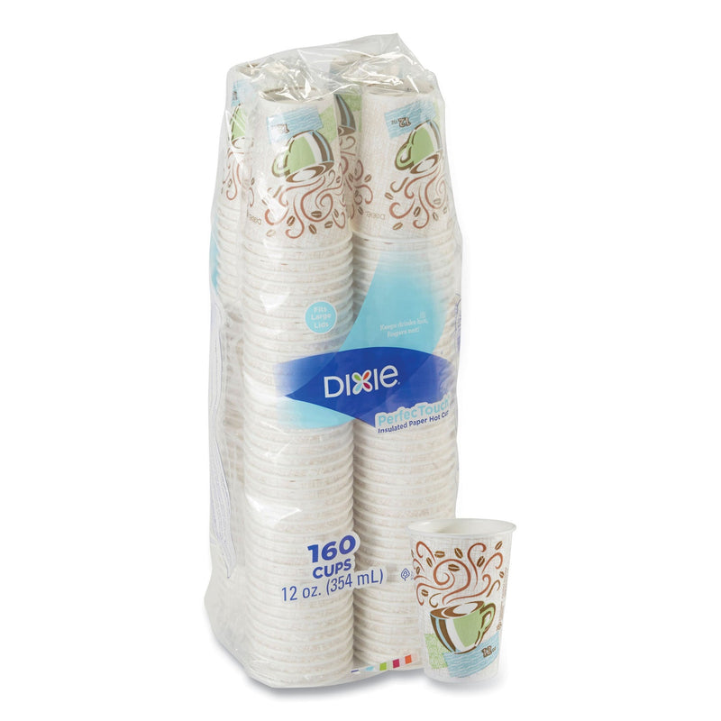 Dixie PerfecTouch Paper Hot Cups, 12 oz, Coffee Haze Design, 160/Pack