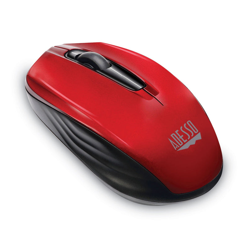 Adesso iMouse S50 Wireless Mini Mouse, 2.4 GHz Frequency/33 ft Wireless Range, Left/Right Hand Use, Red