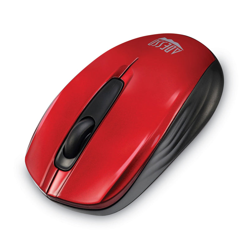 Adesso iMouse S50 Wireless Mini Mouse, 2.4 GHz Frequency/33 ft Wireless Range, Left/Right Hand Use, Red