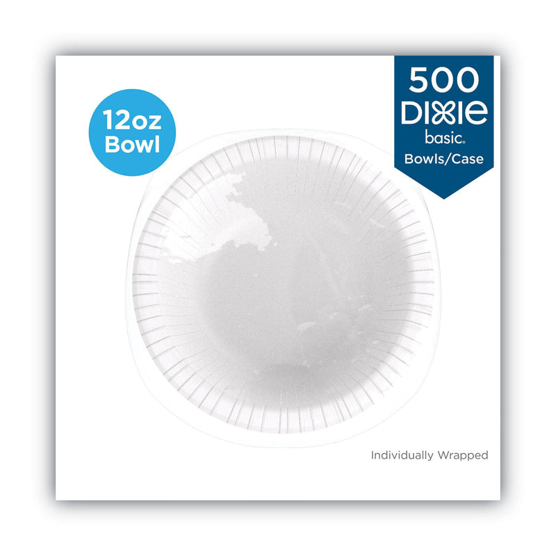 Dixie Everyday Disposable Dinnerware, Individually Wrapped, Bowl, 12 oz, White, 500/Carton