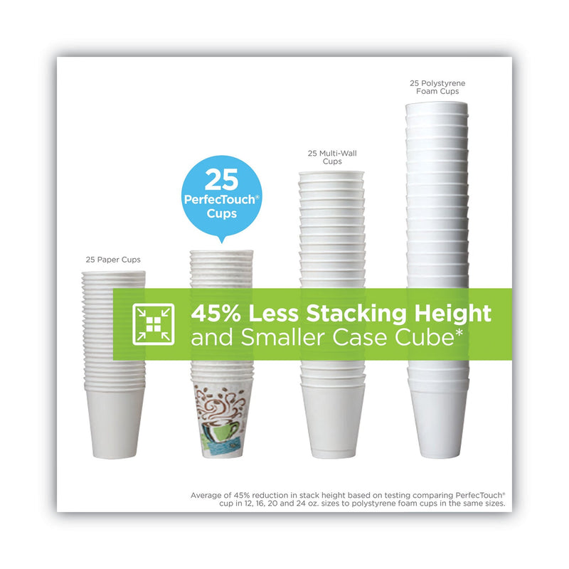 Dixie PerfecTouch Hot/Cold Cups, 12 oz, White, 50/Bag, 20 Bags/Carton