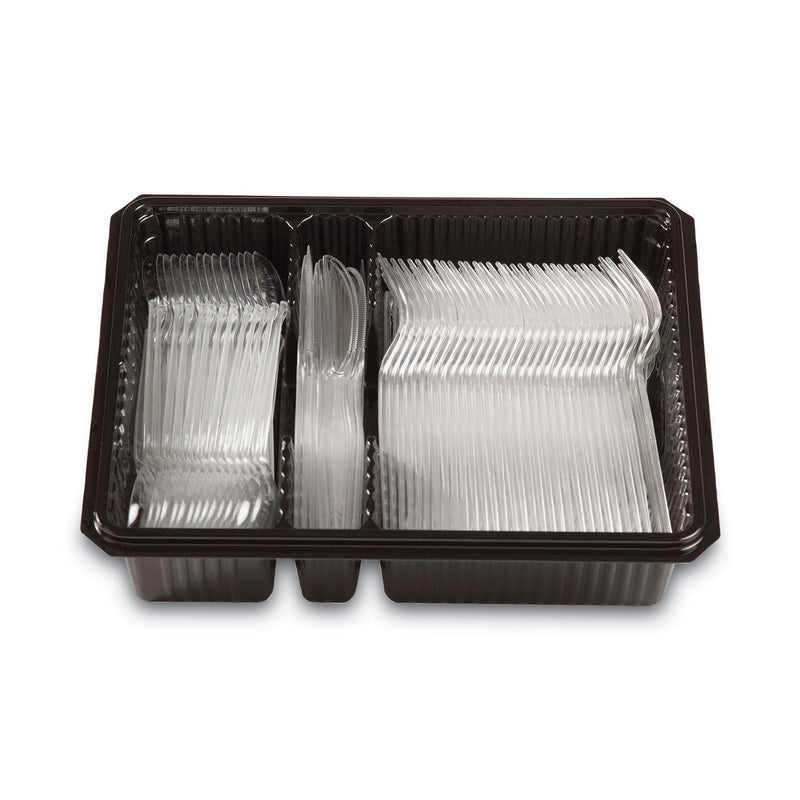 Dixie Combo Pack, Tray with Clear Plastic Utensils, 90 Forks, 30 Knives, 60 Spoons