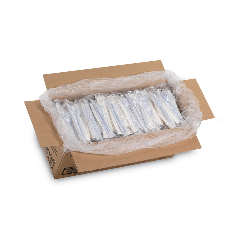 Dixie Wrapped Tableware/Napkin Packets, Fork/Knife/Spoon/Napkin, White, 250/Carton
