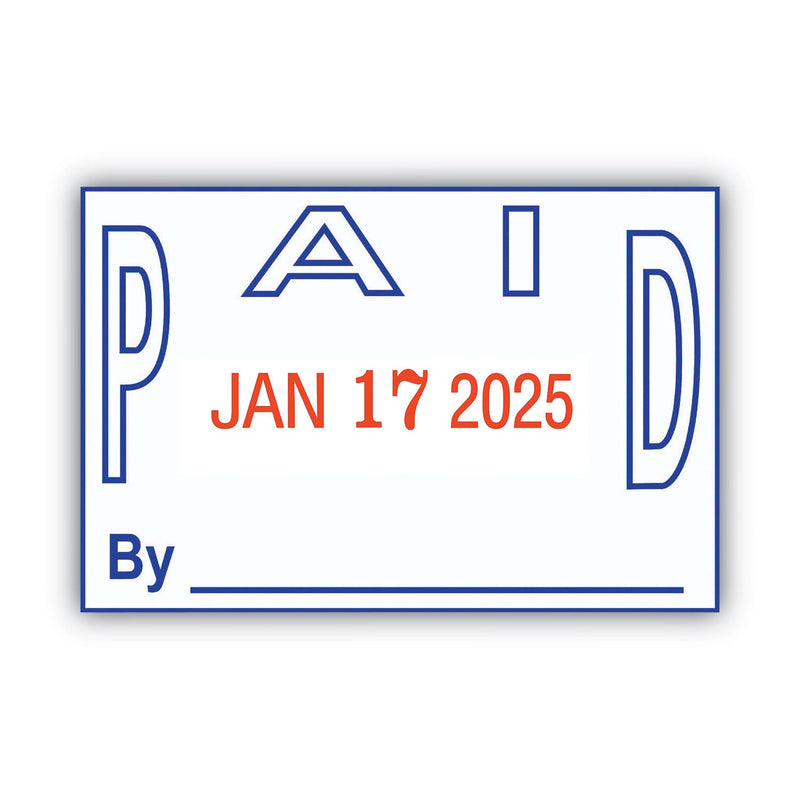 COSCO 2000PLUS Model S 360 Two-Color Message Dater, 1.75 x 1, "Paid," Self-Inking, Blue/Red
