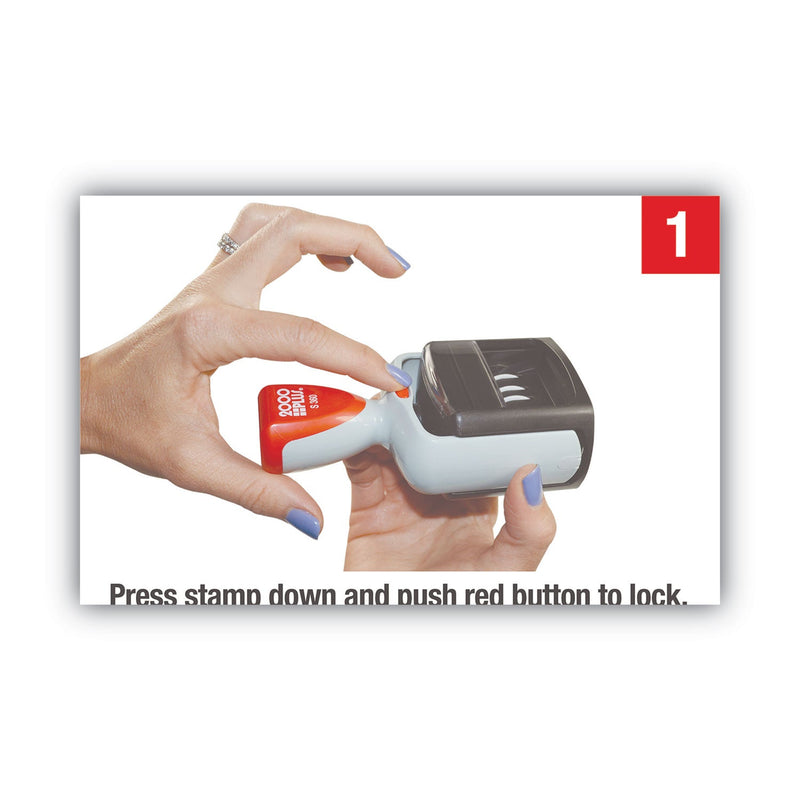 COSCO 2000PLUS Model S 360 Two-Color Message Dater, 1.75 x 1, "Received", Self-Inking, Blue/Red