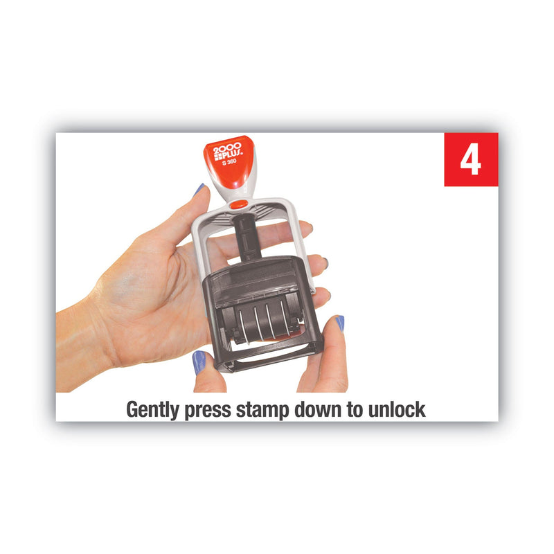 COSCO 2000PLUS Model S 360 Two-Color Message Dater, 1.75 x 1, "Received", Self-Inking, Blue/Red