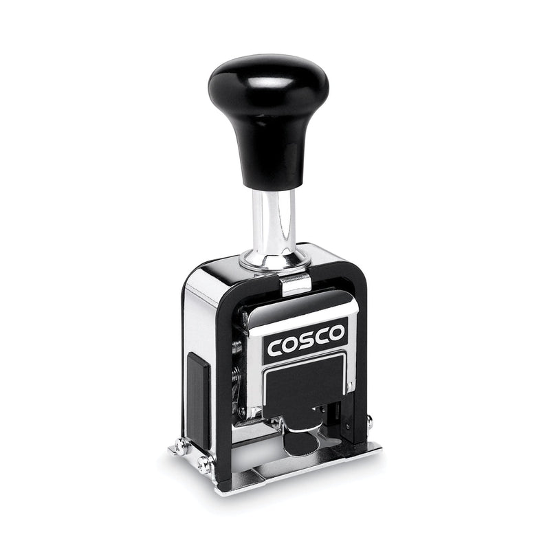 COSCO 2000PLUS Automatic Numbering Machine, 6 wheels, Self-Inking, Black 0.75 x 0.25