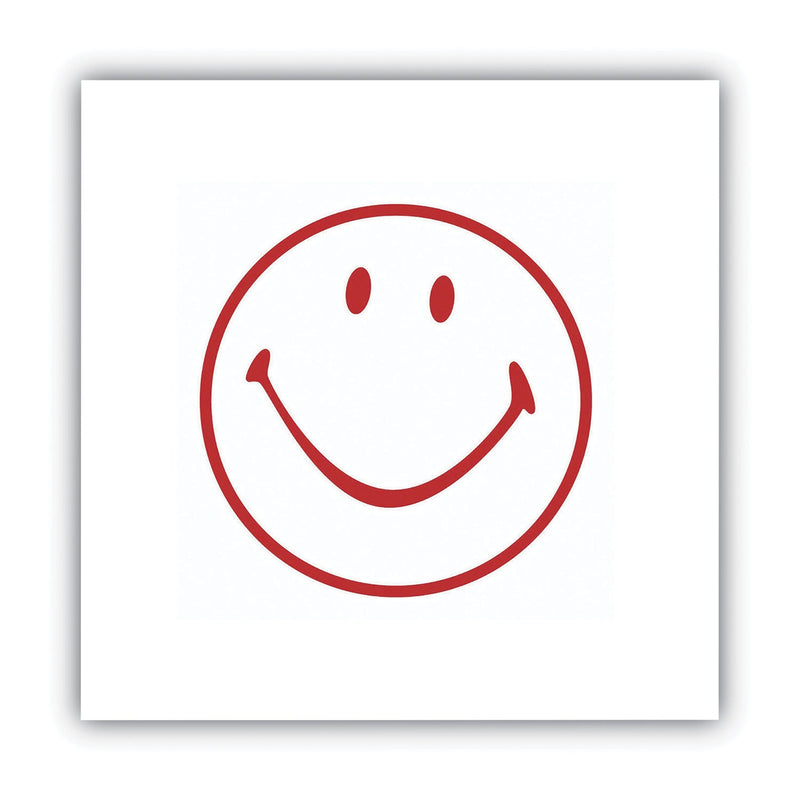 ACCUSTAMP Pre-Inked Round Stamp, Smiley, 0.63" dia, Red