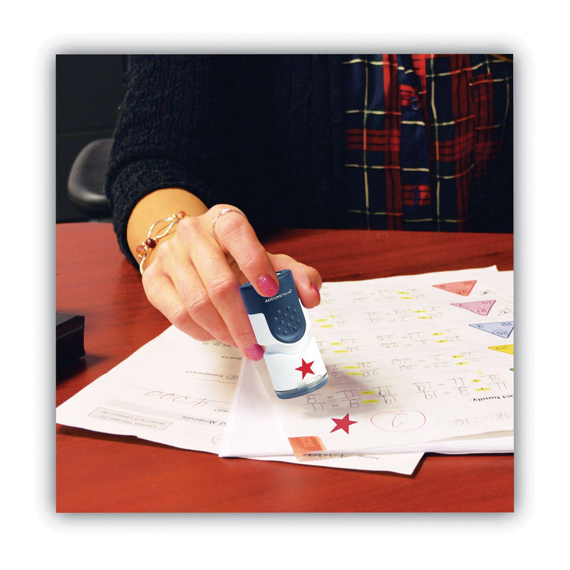 ACCUSTAMP Pre-Inked Round Stamp with Microban, Star, 0.63" dia, Red