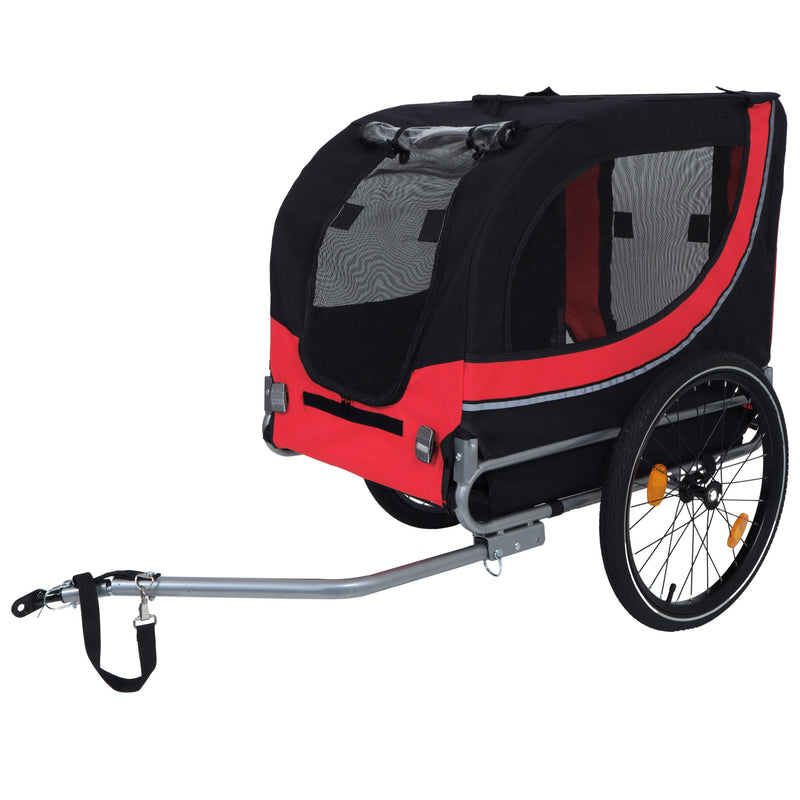 Large Folding Bike Trailer for Dogs – 66LB Capacity All-Terrain Pet Carrier, Durable Steel Frame for Cycling, Jogging, Camping & Outdoor Adventures, Black- Red
