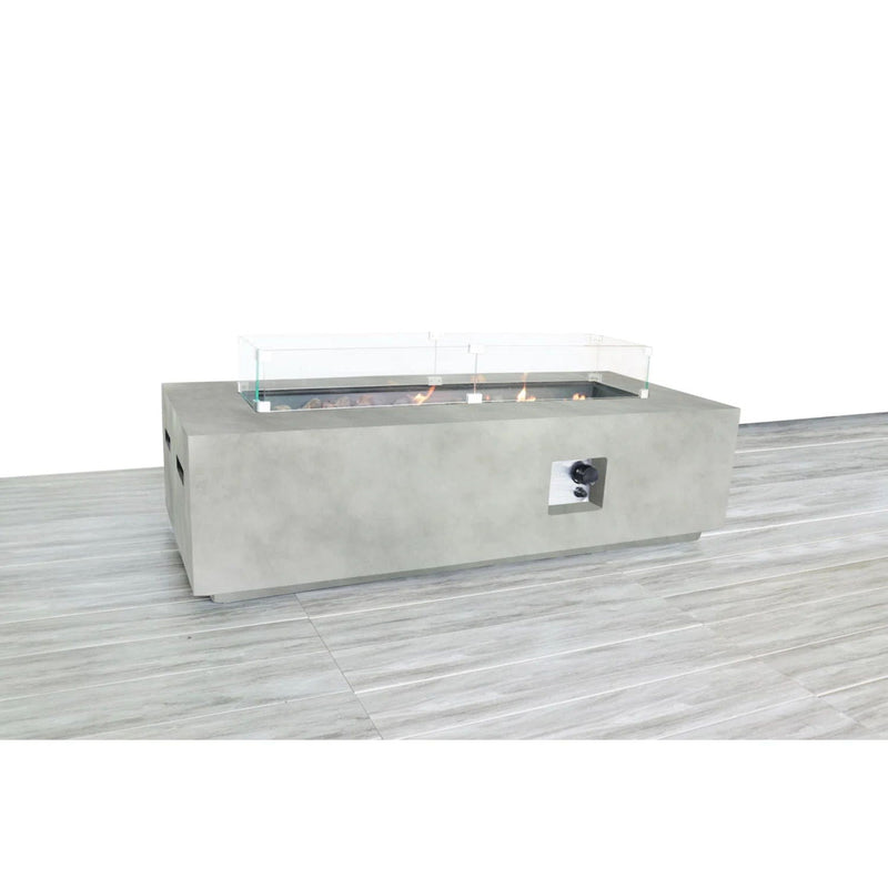 Rectangular Propane Fire Pit Table With Fiber Reinforcement And Adjustable Flame Control - Gray