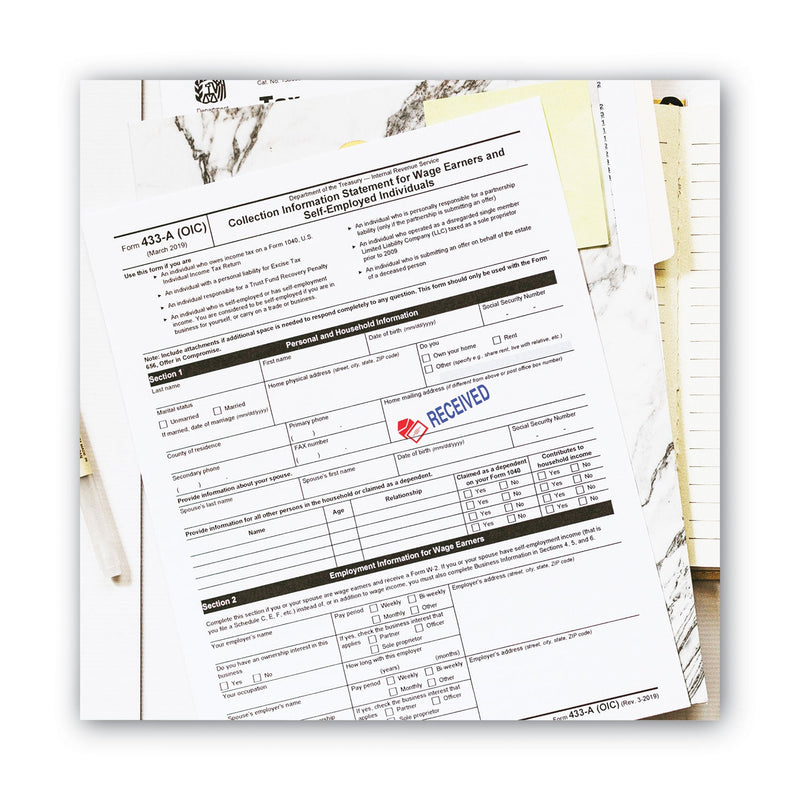 ACCUSTAMP2 Pre-Inked Shutter Stamp, Red/Blue, RECEIVED, 1.63 x 0.5