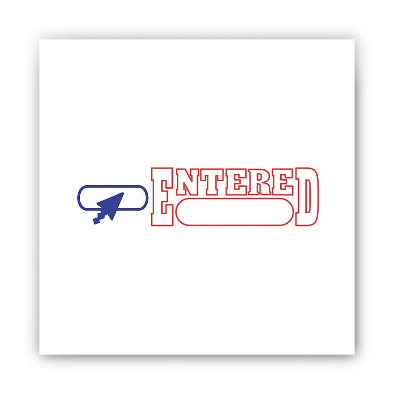 ACCUSTAMP2 Pre-Inked Shutter Stamp, Red/Blue, ENTERED, 1.63 x 0.5