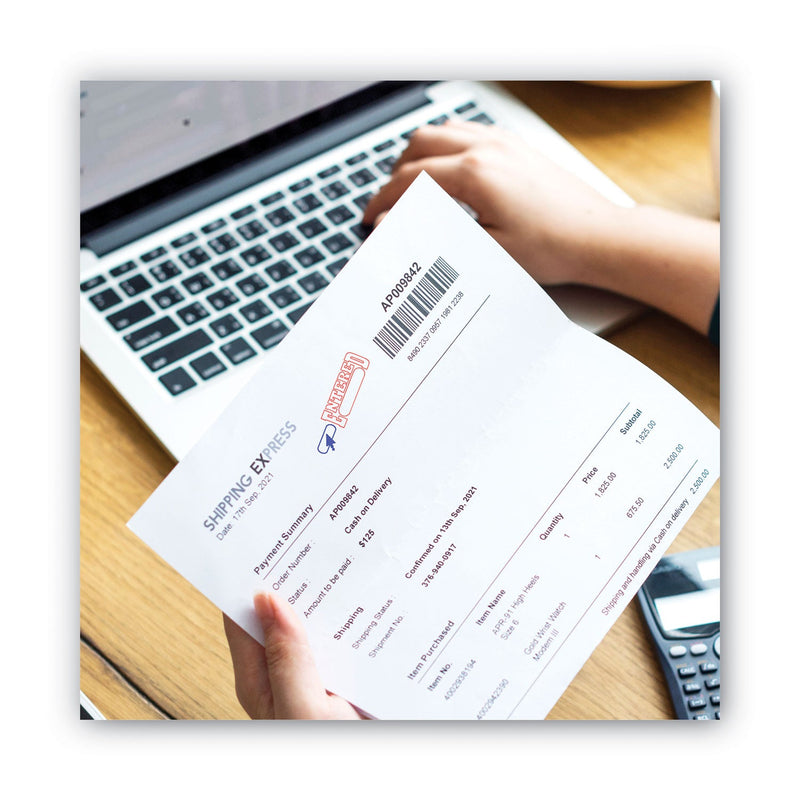 ACCUSTAMP2 Pre-Inked Shutter Stamp, Red/Blue, ENTERED, 1.63 x 0.5