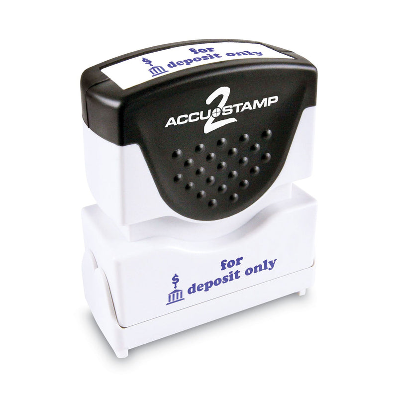 ACCUSTAMP2 Pre-Inked Shutter Stamp, Blue, FOR DEPOSIT ONLY, 1.63 x 0.5