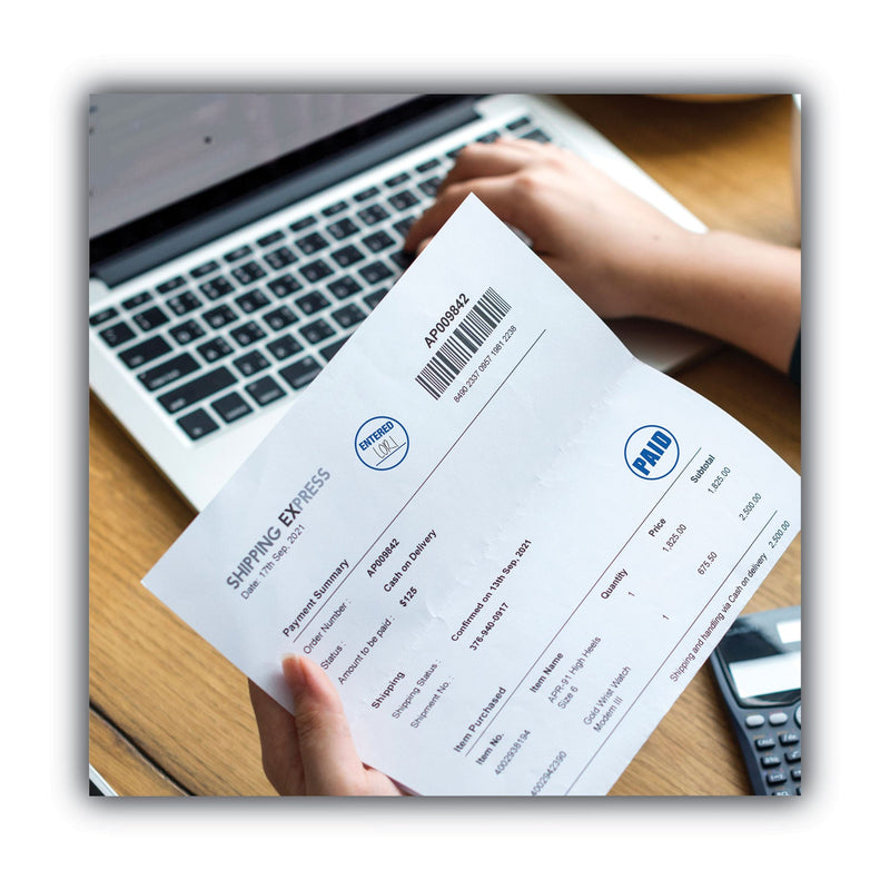 ACCUSTAMP Pre-Inked Round Stamp, PAID, 0.63" dia, Blue