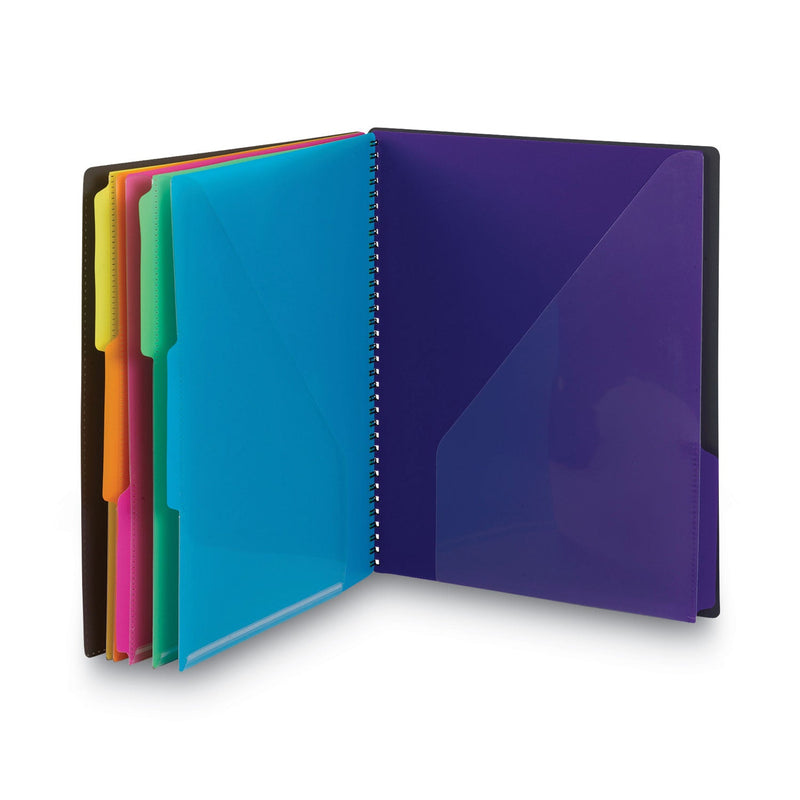 Smead Poly Project Organizer, 12 Letter-Size Sleeves, Gray with Bright Pockets