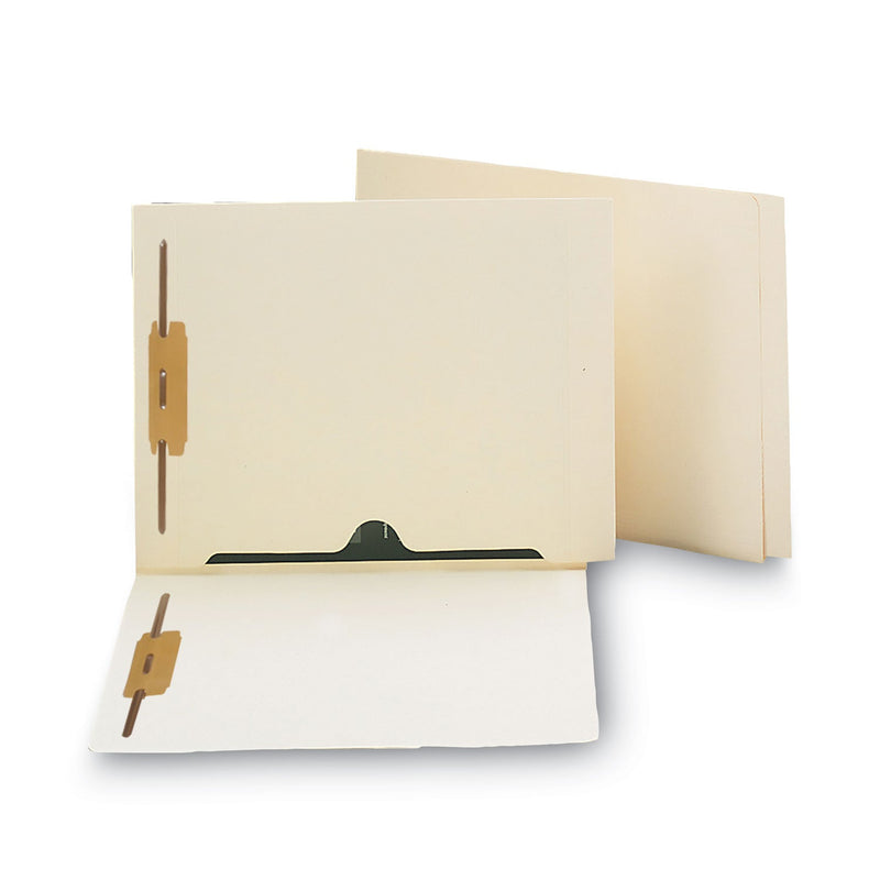 Smead Heavyweight Manila End Tab Fastener Folder with Interior Back-Cover Pocket, 2 Fasteners, Letter Size, Manila Exterior, 50/Box