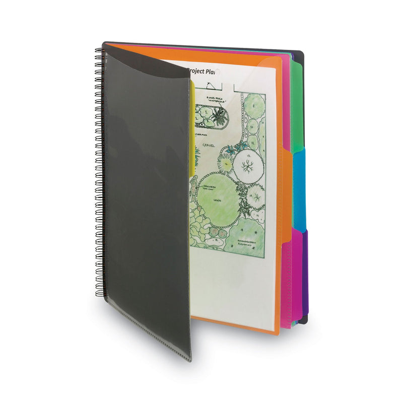 Smead Poly Project Organizer, 12 Letter-Size Sleeves, Gray with Bright Pockets